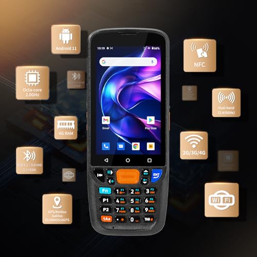 NETUM Android 11 Handheld Code Scanner Q500, 4+64GB Mobile Computer, Honeywell HS7 1D 2D Scan Engine, 4" Touch Screen with 23 Keys, IP67 Wi-Fi 4G BT NFC for Warehouse and Sale