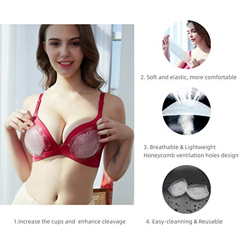 Silicone Bra Inserts, VENHOL Bra Pads Inserts Clear Silicone Gel Push Up Breast Cups, Suitable for Bra/Swimsuit/Sports Bra, 1 Pair