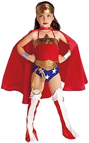 ShallGood Kids Halloween Costume Boys Cloak Lovely Girls Fancy Dress Vampire Bat Witch Super Girl Cosplay School Performance Birthday Party Wonder Girl S(95-105Cm)