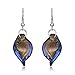 Murano-style Glass Blue Twisted Leaf Earrings