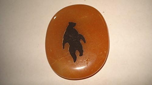 1pc Carnelian Grizzly Bear Represents A Hunter & Nature's Pharmacist Engraved Totem Energy Crystal Healing Gemstone Smooth Polished Flat Worry Palm Stone