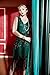 Metme Women's 1920s V Neck Beaded Fringed Gatsby Theme Flapper Dress for Prom,Green,Medium