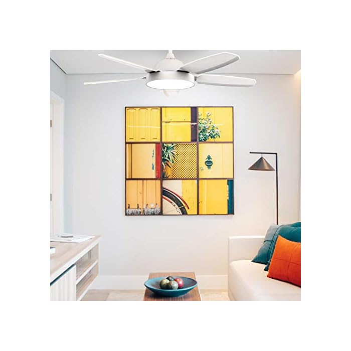 UNIVERSALBLUE - Ventilador de Techo con Luz - Ventilador Silencioso con Mando a Distancia - 5 aspas - 3 velocidades - Color Blanco - Imagen 4