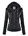 MBJ WJC663 Womens Removable Hoodie Motorcyle Jacket L BLACK