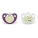 NUK Cute-as-a-Button Glow-in-The-Dark Orthodontic Pacifiers, Girl, 6-18 Months, 2-Pack