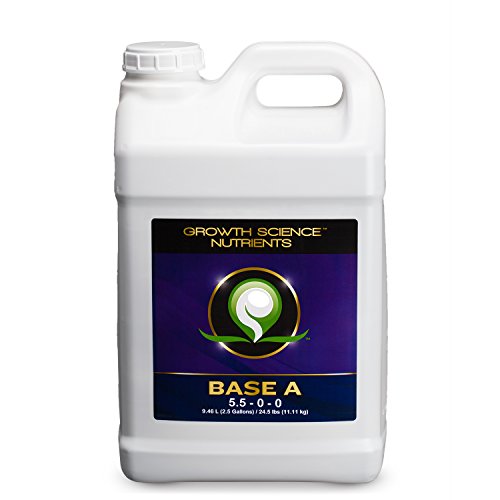 Growth Science Nutrients Base A (5.5-0-0) liquid nutrient feed and fertilizer plant food solution. Combine with Base B for a base plant food solution. For Soil, Coco, and hydroponic mediums