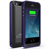 Maxboost Atomic S Apple MFI Certified 2400mAh Battery Pack with Built-in Kickstand Battery Case for iPhone5/5s - Matte Black/Purple