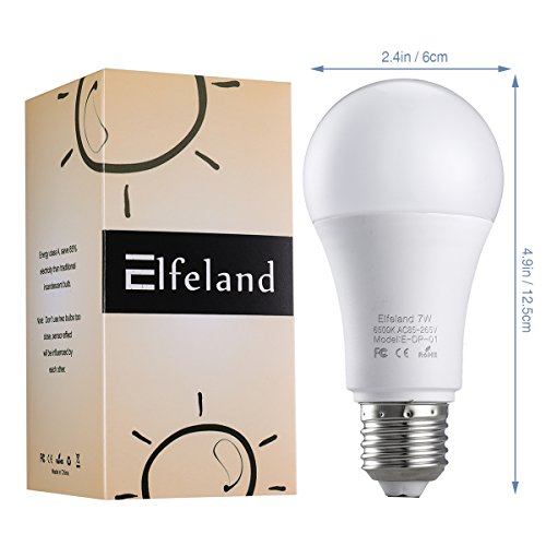 Elfeland Motion Sensor Light Bulb Dusk to Dawn 7W Radar LED Smart Light Motion E26 Base 6500K LED Light Bulbs Indoor Outdoor Auto On/Off Smart Bulb White Night Lights(4 Pack) - Thumbnail 6