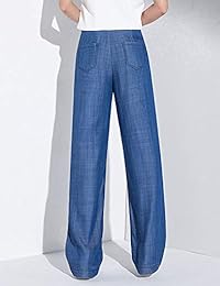 Omoone Pantalones vaqueros para dama, de cintura alta, anchos, con vaqueros, suaves y sueltos