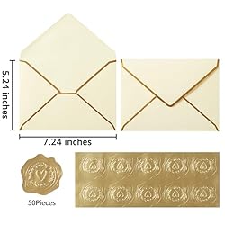 Topeen 50 Pieces A7 Envelopes with Gold