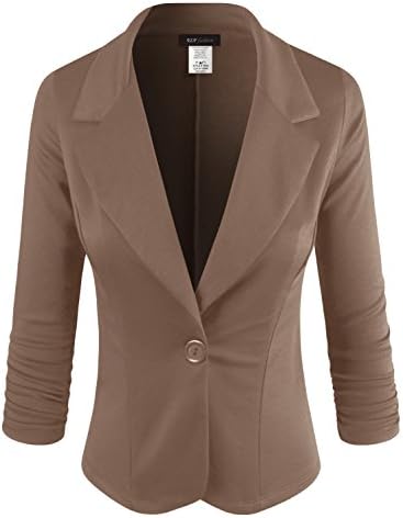 ELF FASHION Women Casual Work Knit Office Blazer Jacket Made in USA (Size S~3XL)