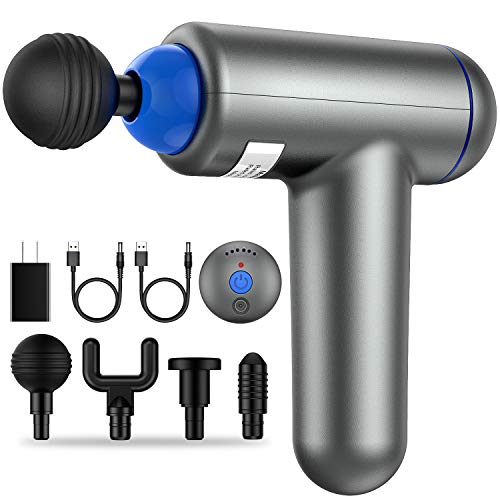 Deep Tissue Percussion Muscle Massage Gun, USB Rechargeable Handheld Electric Massager for Athletes Percussion Device, Super Quiet 6 Speed High-Intensity Vibration Messager with 4 Message Heads