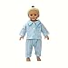 Rifi High Simulation Baby Doll's Clothes Two-piece Blue Checked Pajamas for 14 -16 inches Dolls