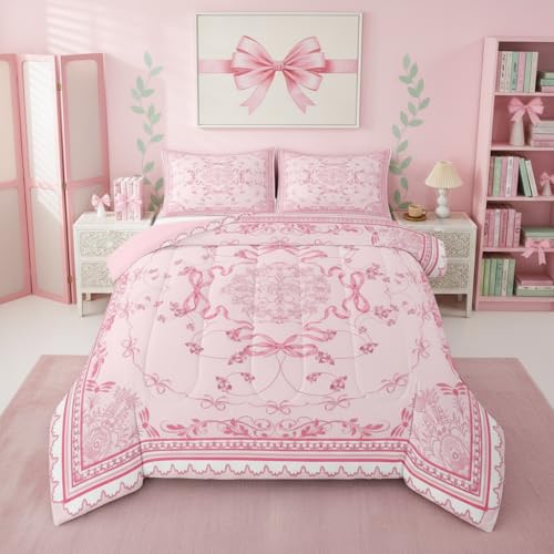 Erosebridal Coquette Bows Queen Comforter Set