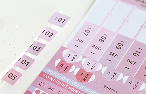 Eilova DIY Neon Weekly Monthly Calendar Stickers Self-Adhesive Index Tabs Divider Personal Journal Planner Reminder Flag Sticker(4 Packs, Total 32 Sheets)