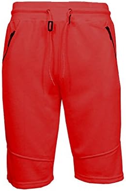 Qilaizhongda Men's Summer Athletic Active Sport Gym Building Running Jogger Shorts Sweat Pants (S,Red)