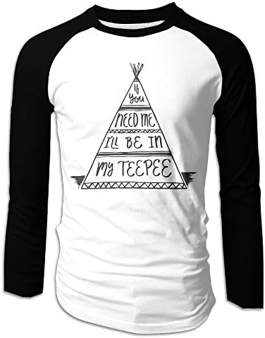 Nfuxinqu If You Need Me I'll Be In My Teepee Men's Long Sleeve Raglan Tshirt Cotton Classic Comfort Soft T Shirt For Mens XXL