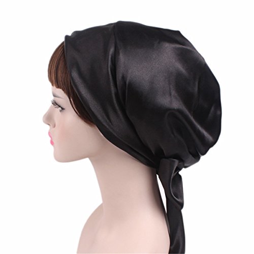 Qhome Satin Bow Headscarf Comfortable Sleeping Bonnet Curly Hair Wrap Womens Silk Head Scarf Head Wrap Cap