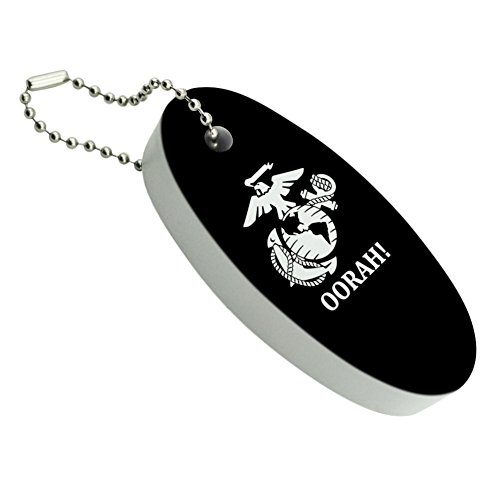 Graphics and More Oorah! USMC Marine Corps White on Black Officially Licensed Floating Foam Keychain Fishing Boat Buoy Key Float