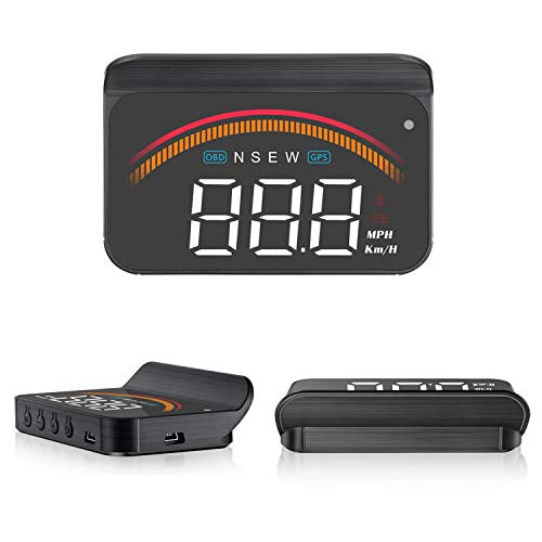 M11 Car HUD Display OBD2 GPS Dual System Mode Speedometer Tachometer Head Up Display RPM MPH Over Speed Alarm Voltmeter Water Temperature Warning Projector Auto Truck SUV RV 3.5