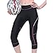 4ucycling Women's ¾ Cycling Tight Pants, Black & Pink Line, XL