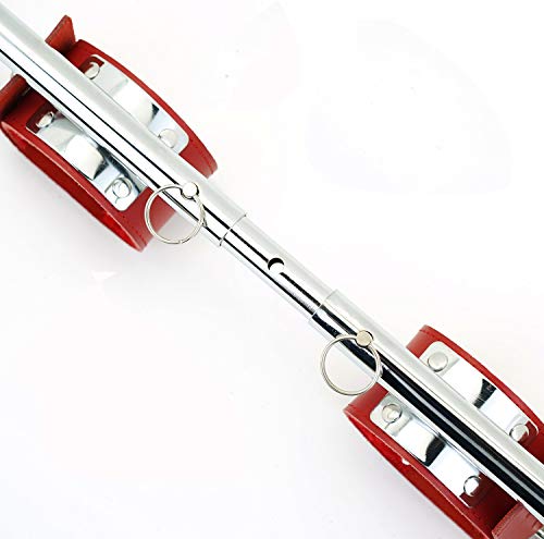 SCARLET KITTEN Exercise Spreader Bar with 4 Adjustable Straps Set, Red and Silver