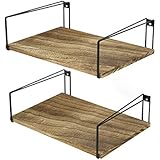 SRIWATANA Estantes flotantes anchos, juego de estantes de pared de madera rústica de 2, estantes de pared con gran capacidad para la decoración de muchas habitaciones