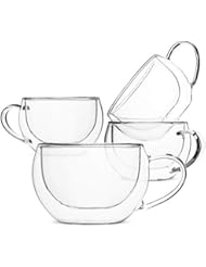 BTÃ¤T- Insulated Espresso Cups, Glass Tea Cups, Set of 4 (6 oz, 180 ml), Glass Coffee Mugs, Espresso Cups, Double Wall Glass Cups, Latte Cups, Tea Glasses, Latte Mug, Clear Coffee Cup, Espresso Glass