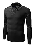 Doublju Mens Turtle Neck with Shirring Detail