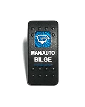 Euro Rocker Switch Cover with Text, Black with Blue Lens. Contura II, Fits Carling, Cole Hersee, Blue seas