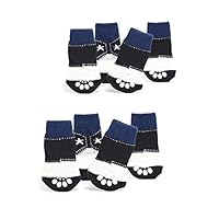 Nothing But Love Pets Toy/Small Dog Non Slip 2 sock packs (8 pcs) For Yorkie Pom Maltese Chihuahua (Small Plus Size, white, black, cowboy style)