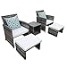 OC Orange-Casual 5 Pcs Outdoor Rattan Wicker Bistro Set All Weather Conversation Set with Ottoman& Coffee Side Table