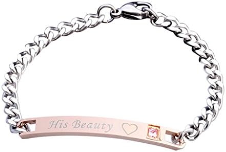 Creazrise Clearance! His Beauty Her Beast Hand Chain Bracelet Simple Bracelet Cuffs for Love (A)