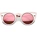 zeroUV - Womens Laser Cut Open Metal Mirror Lens Round Cat Eye Sunglasses 48mm (Pink / Pink Mirror)
