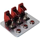 Pilot Automotive PL-SW53R Performance 3 Row Red Anodized Safety Cover Toggle Switch with Red Indicator Lights