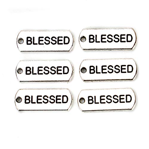 HUELE 100 pcs Silver Tone Inspiration Charms Message Charms Pendants