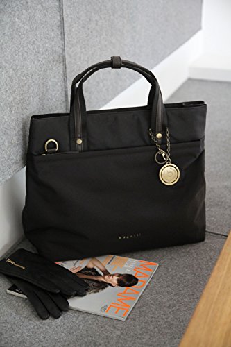 Bugatti-Contratempo-Shopper-Handtasche-Damen-Nylon-Tasche-mit-RFID-Fach-Groe-Damenhandtasche-Schultertasche--Schwarz
