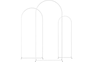 Doingart Metal Wedding Arch, Set of 3 Backdrop Stand for Wedding, Bridal, Indoor Outdoor Party Decoration (White)