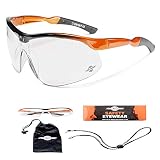 ToolFreak Agent Safety Glasses Clear Wraparound Lenses with UV and Impact Protection,Fog and Scratch Reduction,ANSI z87+ Rated,Perfect in Work or Sport
