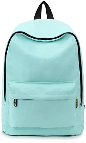 Canvas Pure Color School Backpack For Adolescent Girl Female Travel Women Backpack Shoulder Bag Rucksack Light Green 38cmx28cmx12cm