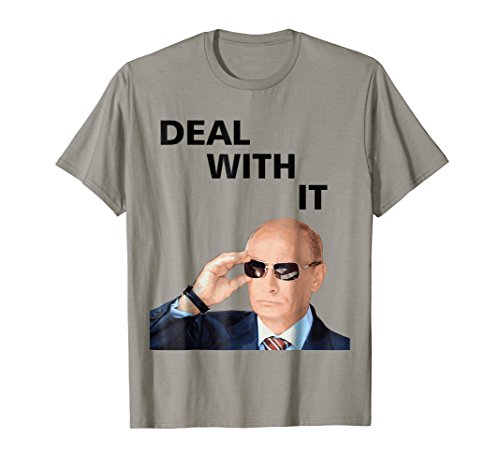 Mens "deal with it" vladimir putin portrait t-shirt xl slate