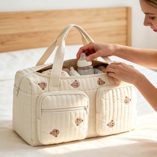 DAHI Large Mum Hospital Childbirth Bag, Baby Changing Bag, Multi-Function Mommy Bag with Adjustable Shoulder Straps for Hospital, Stroller, Travel, Nappy Changing, b