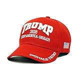 Bingoo Trump 2020 Keep America Great Embrodiery Hat Donald Trump Republican President Campaign USA Baseball Cap (Red)