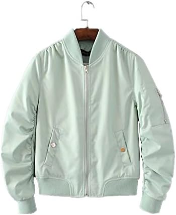 Season Show Womens Flight Jacket Lightweight Classic Outerwear Bomber Jacket Light Green M