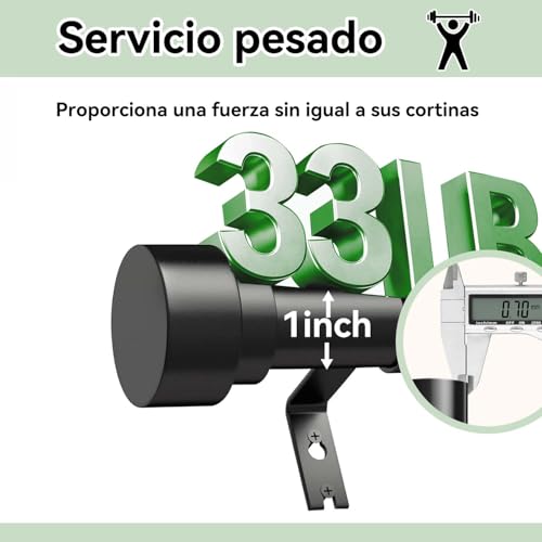 Barra de Cortina de 36 a 88 Pulgadas,Barra de Cortina Negra Mate,Cortineros a Justabl Negro,Juego Combinado de Soporte para Cortinas con Varilla(Con soporte),Fácil de Instalarlsala/estar/Baño/Cocina