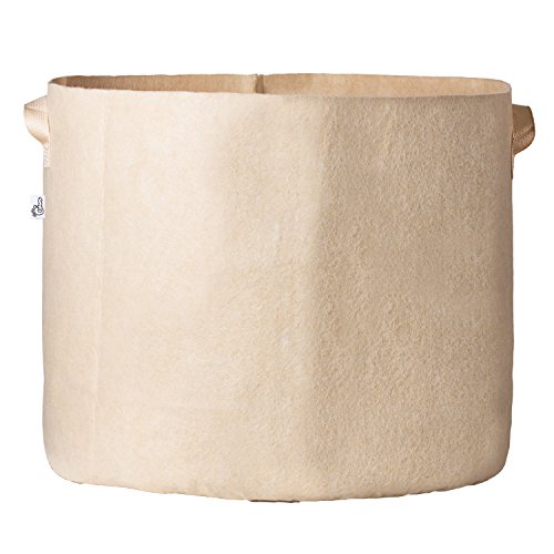 Hydro Crunch 45 Gallons Grow Bag Fabric Aeration Pots Container with Strap Handles, Tan