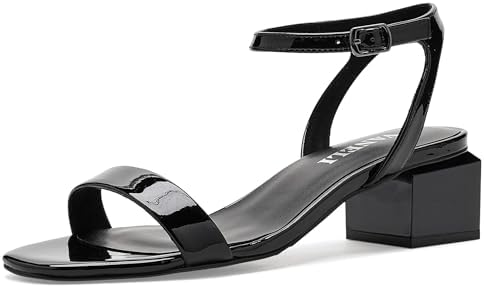 Amazon.com | Marc Fisher Women's Gizia Heeled Sandal, Black Patent