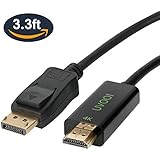 DisplayPort 1.2 to HDMI 2.0 Cable 4K 3.3 Feet, UVOOI Display Port (DP) to HDMI Male to Male Adapter Cable for Dell ,HP , Lenovo ,ASUS - Gold-plated
