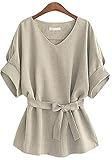 QZUnique Women's Plus-Size Pure Color Fashional Slim-Fit Casual Blouse