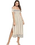 Zeagoo Women Summer Boho Print Off Shoulder Slit Split Long Maxi Casual Dress